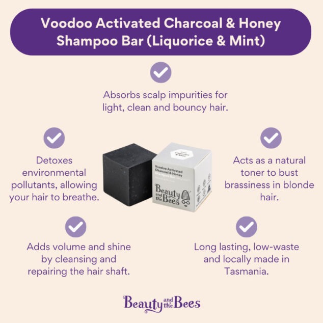 Voodoo Activated Charcoal & Honey Shampoo Bar (Liquorice & Mint)